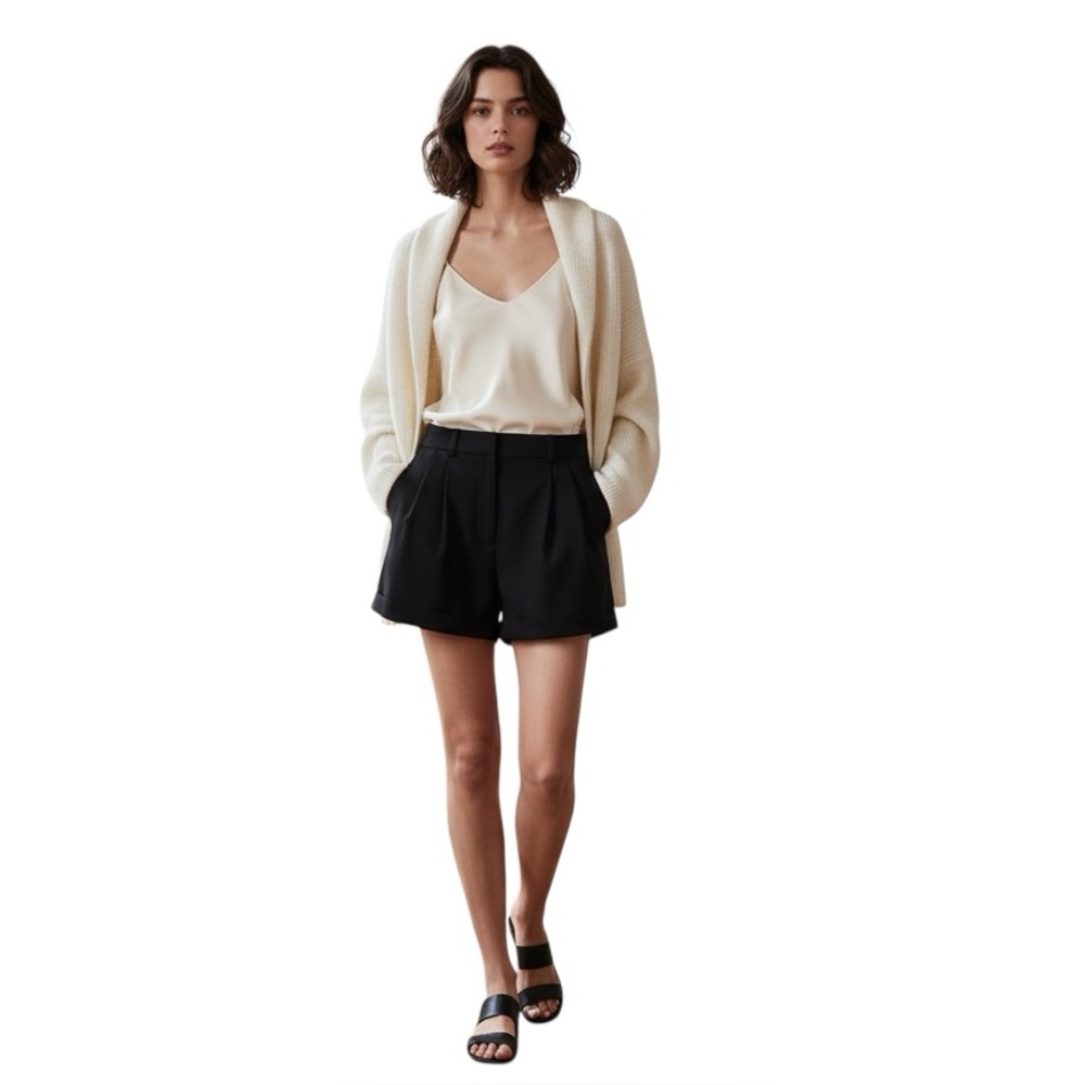 Zara Basic High Waisted Pleated Front Casual Shor… - image 1